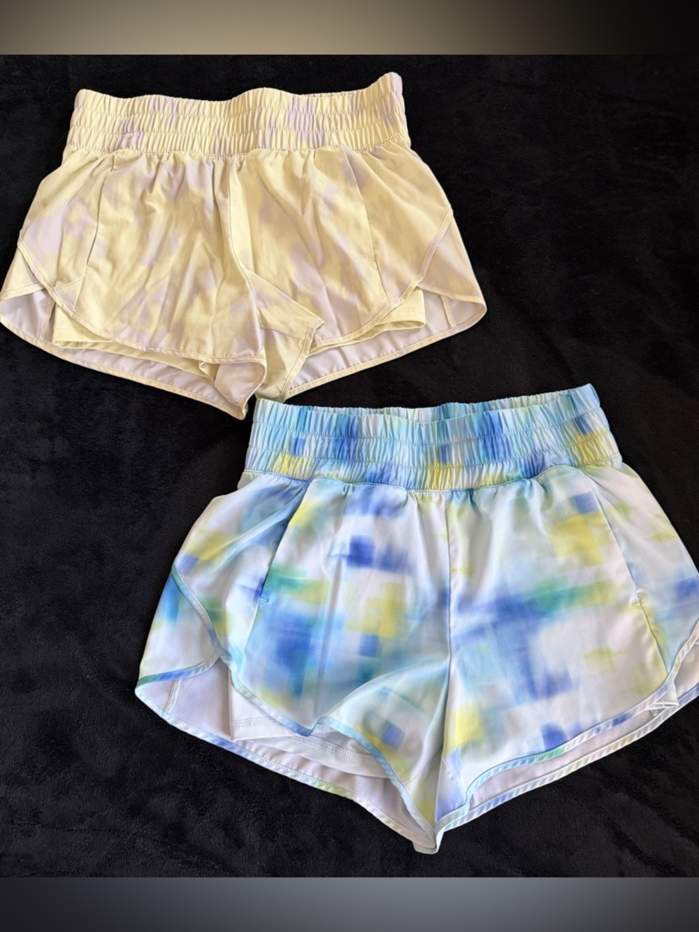 Pair of Avia Lightweight Athletic Shorts - Cream + Pastel Watercolor